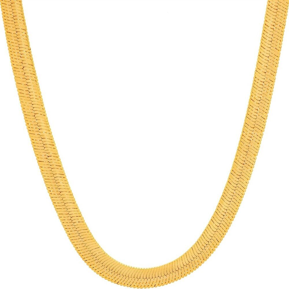 5mm Flexible Herringbone Chain Necklace 24k Real Gold Plated